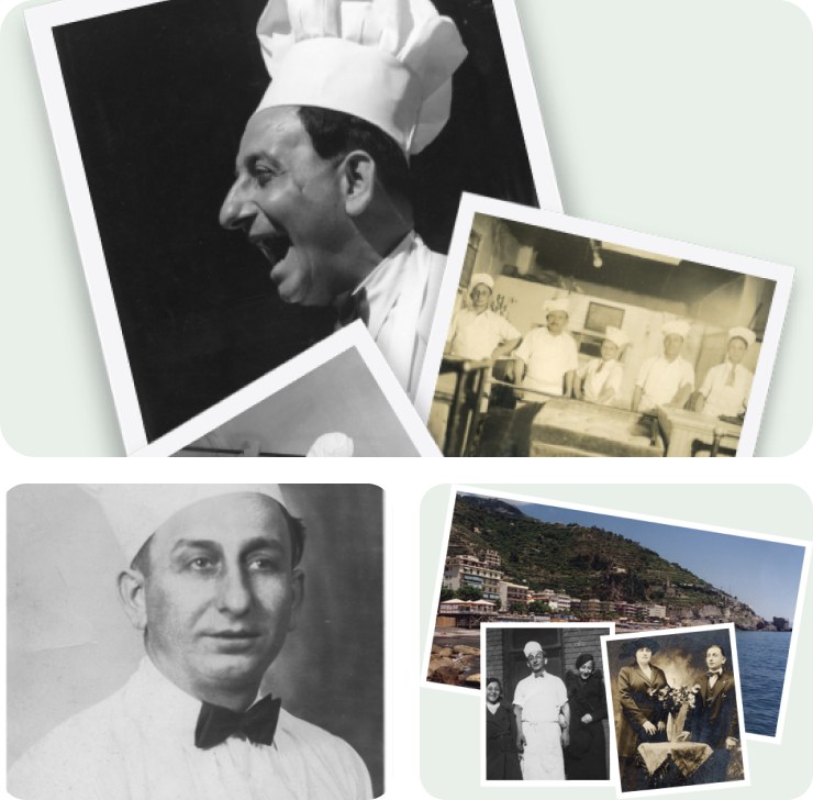Historical Pepe family and kitchen photographs from the restaurant’s archive
