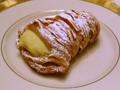 A cream-filled lobster tail pastry at Lucibello’s